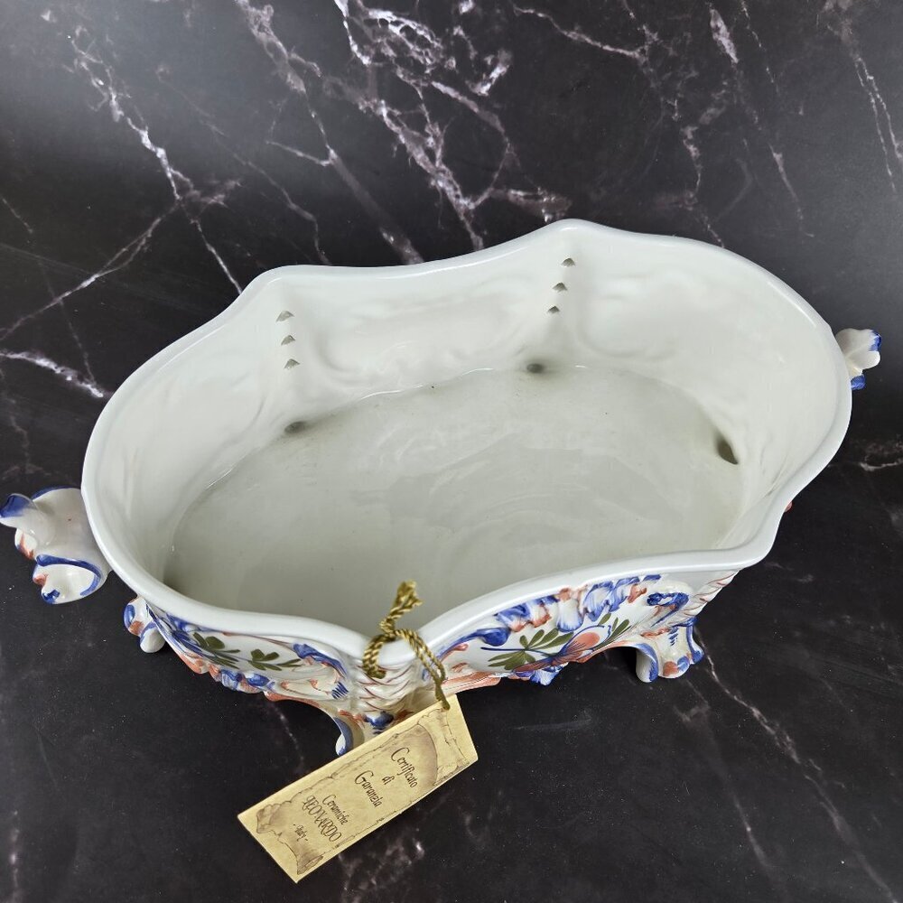Hand Painted Ceramic Ceramiche Leonardo Italian Lidded Compote Bowl Floral NWT - Picture 12 of 16